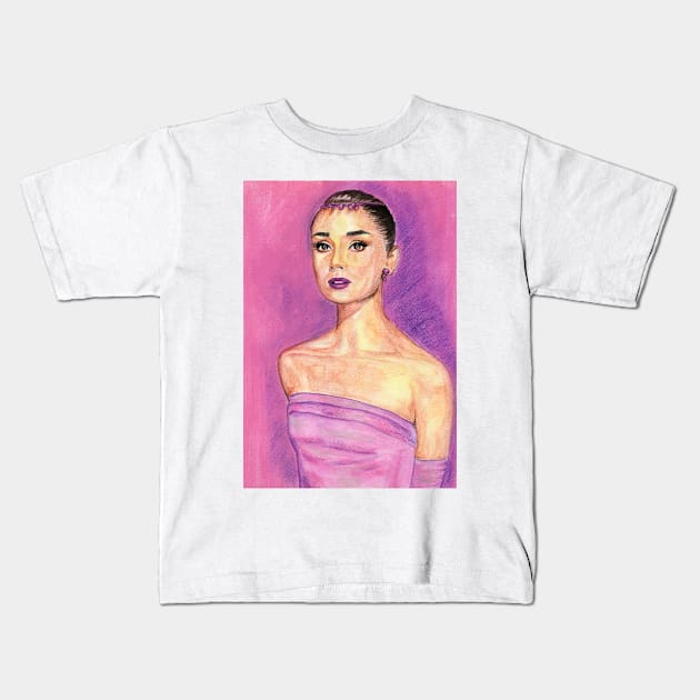 Audrey Hepburn Kids T-Shirt by Svetlana Pelin